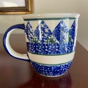 Boleslawiec Polish Pottery Poland Mug Blue Sponge Mountain